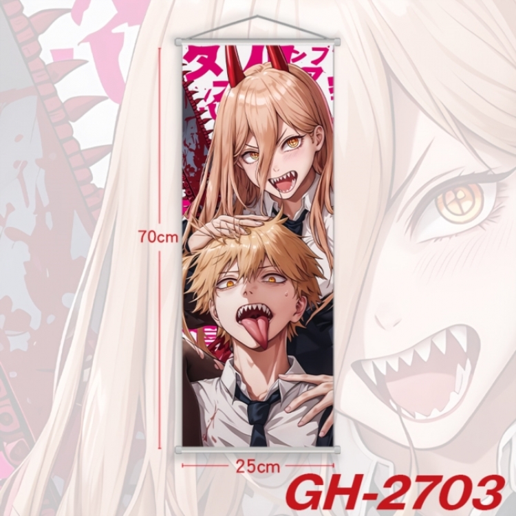Chainsaw man Plastic Rod Cloth Small Hanging Canvas Painting Wall Scroll 25x70cm price for 5 pcs