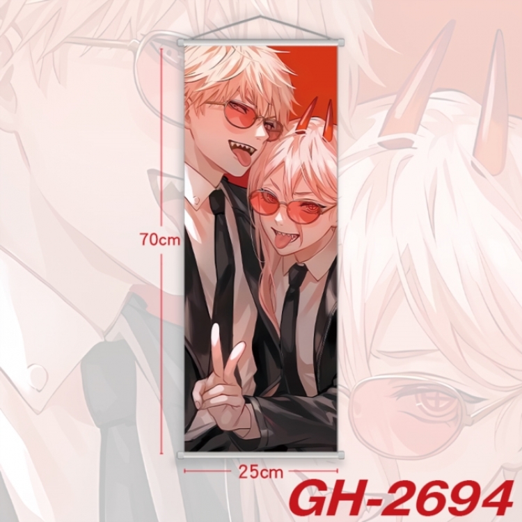 Chainsaw man Plastic Rod Cloth Small Hanging Canvas Painting Wall Scroll 25x70cm price for 5 pcs