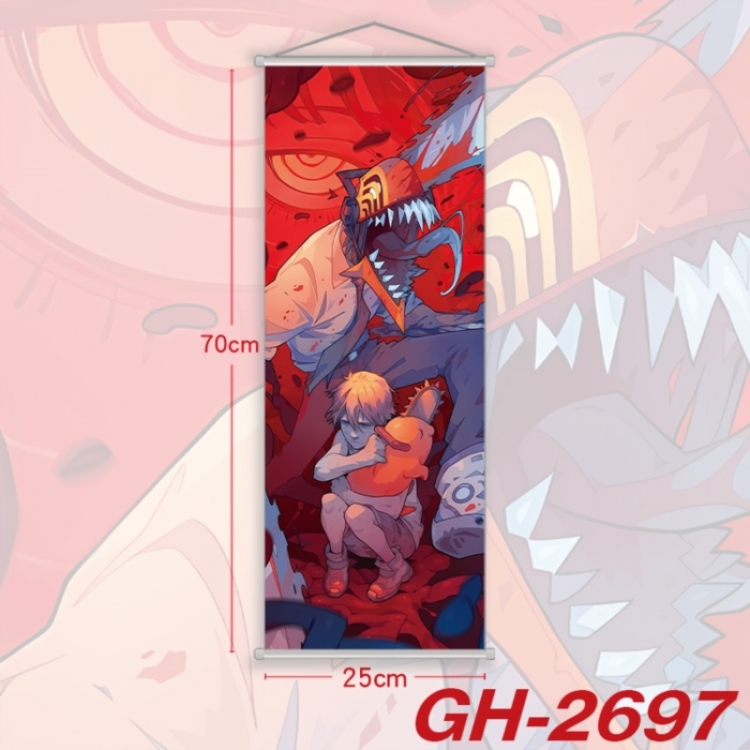 Chainsaw man Plastic Rod Cloth Small Hanging Canvas Painting Wall Scroll 25x70cm price for 5 pcs