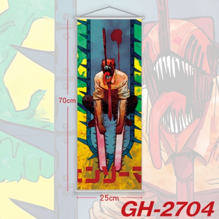 Chainsaw man Plastic Rod Cloth Small Hanging Canvas Painting Wall Scroll 25x70cm price for 5 pcs