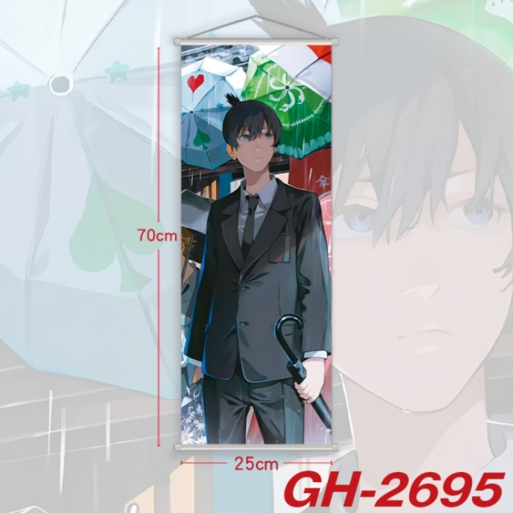 Chainsaw man Plastic Rod Cloth Small Hanging Canvas Painting Wall Scroll 25x70cm price for 5 pcs