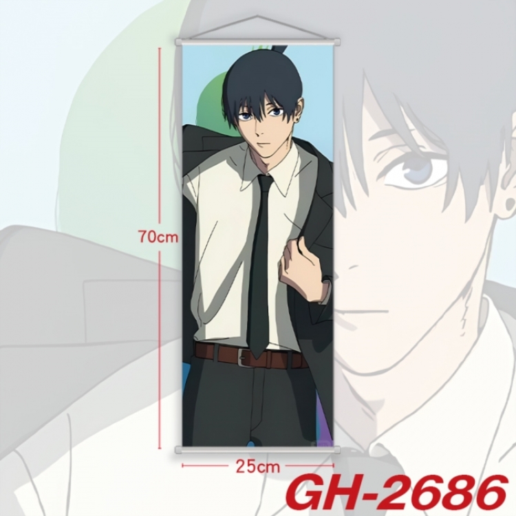 Chainsaw man Plastic Rod Cloth Small Hanging Canvas Painting Wall Scroll 25x70cm price for 5 pcs
