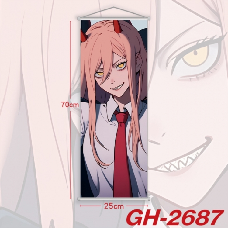 Chainsaw man Plastic Rod Cloth Small Hanging Canvas Painting Wall Scroll 25x70cm price for 5 pcs