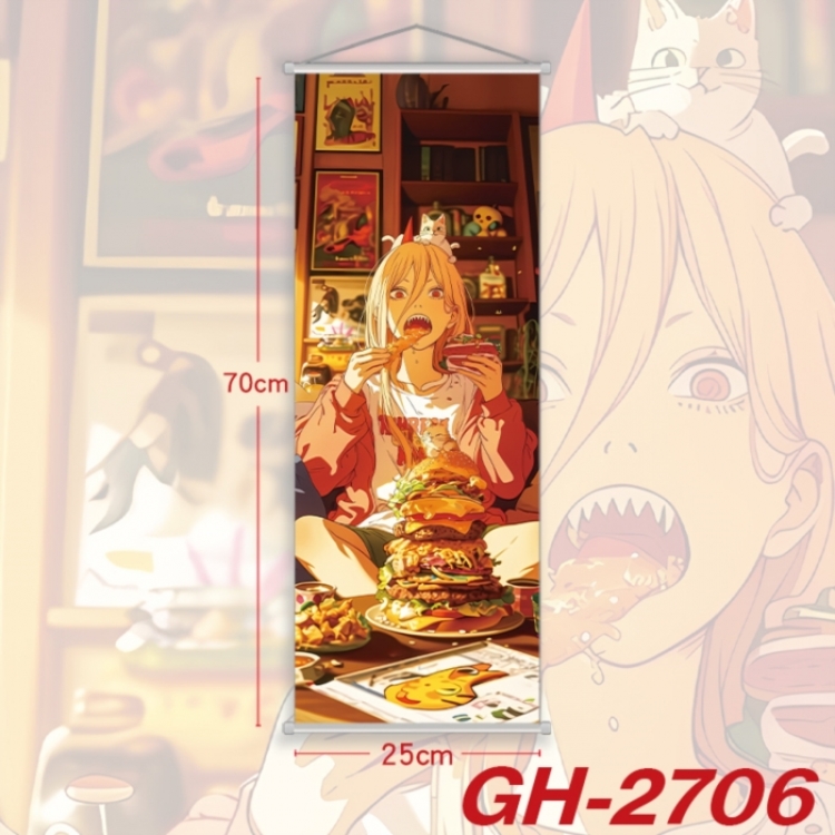 Chainsaw man Plastic Rod Cloth Small Hanging Canvas Painting Wall Scroll 25x70cm price for 5 pcs