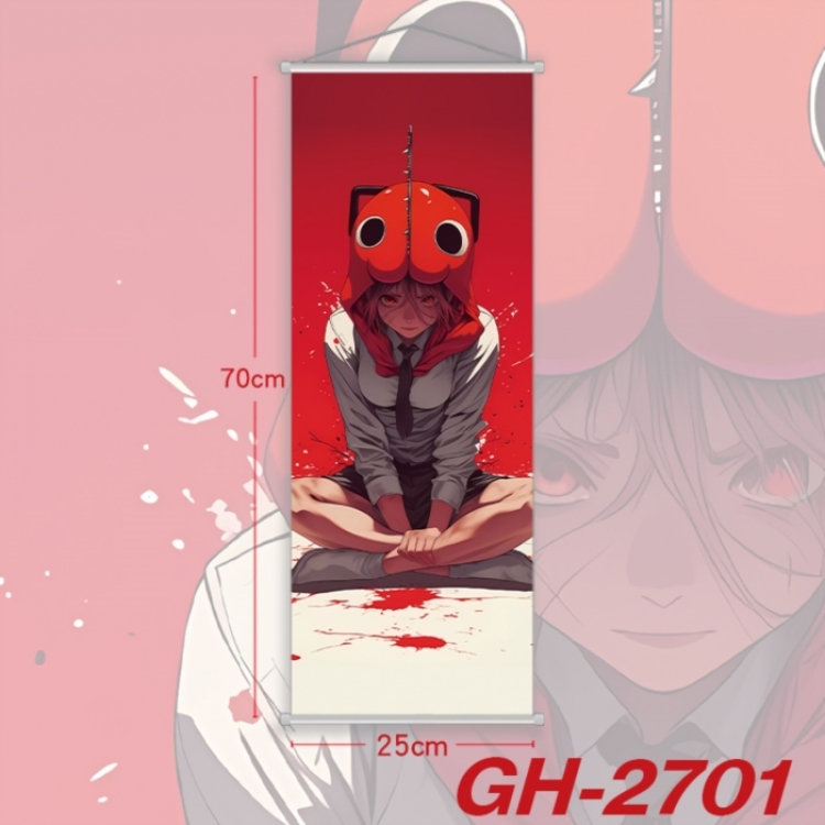 Chainsaw man Plastic Rod Cloth Small Hanging Canvas Painting Wall Scroll 25x70cm price for 5 pcs