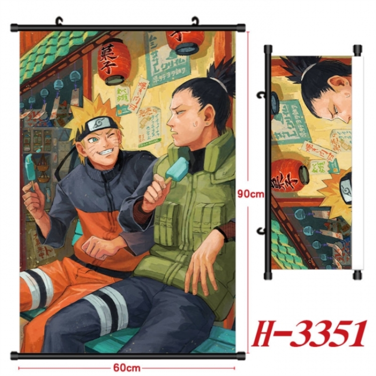 Naruto Anime Black Plastic Rod Canvas Painting Wall Scroll 60X90CM