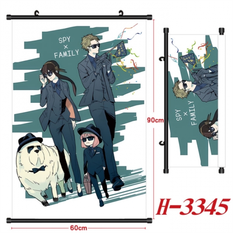 SPY×FAMILY Anime Black Plastic Rod Canvas Painting Wall Scroll 60X90CM