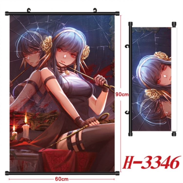 SPY×FAMILY Anime Black Plastic Rod Canvas Painting Wall Scroll 60X90CM