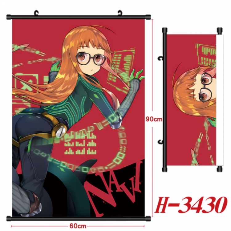 Megami Ibunroku Persona Anime Black Plastic Rod Canvas Painting Wall Scroll 60X90CM