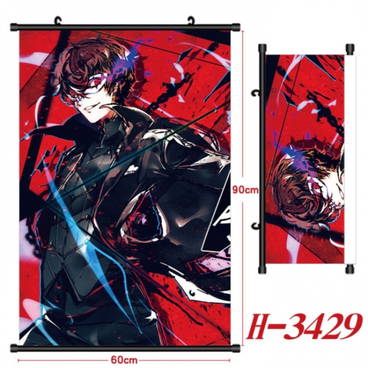 Megami Ibunroku Persona Anime Black Plastic Rod Canvas Painting Wall Scroll 60X90CM