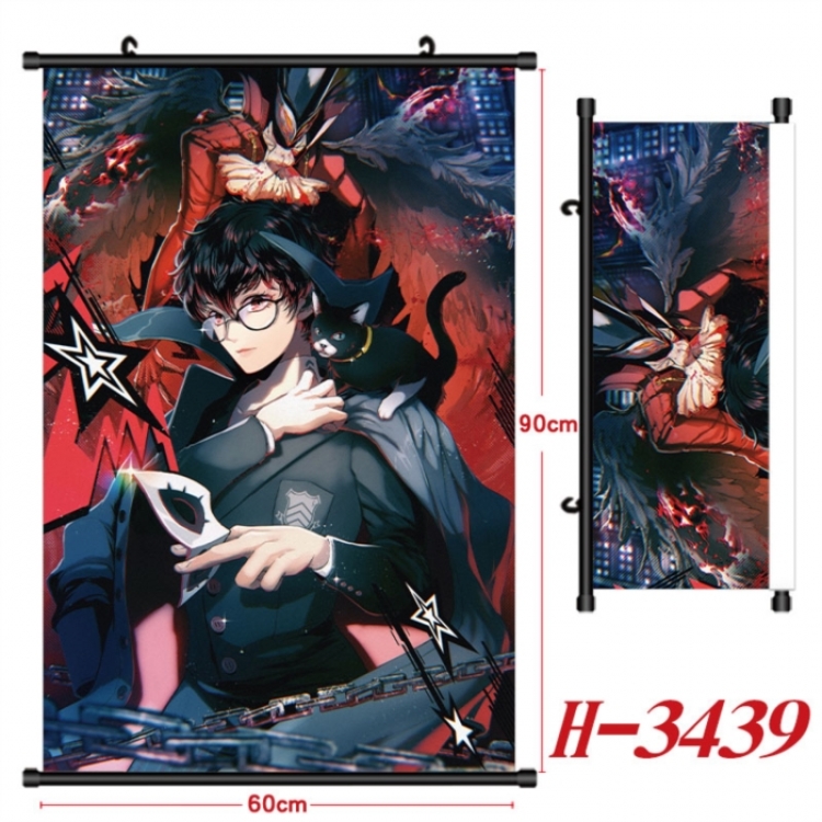 Megami Ibunroku Persona Anime Black Plastic Rod Canvas Painting Wall Scroll 60X90CM