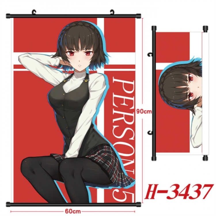 Megami Ibunroku Persona Anime Black Plastic Rod Canvas Painting Wall Scroll 60X90CM
