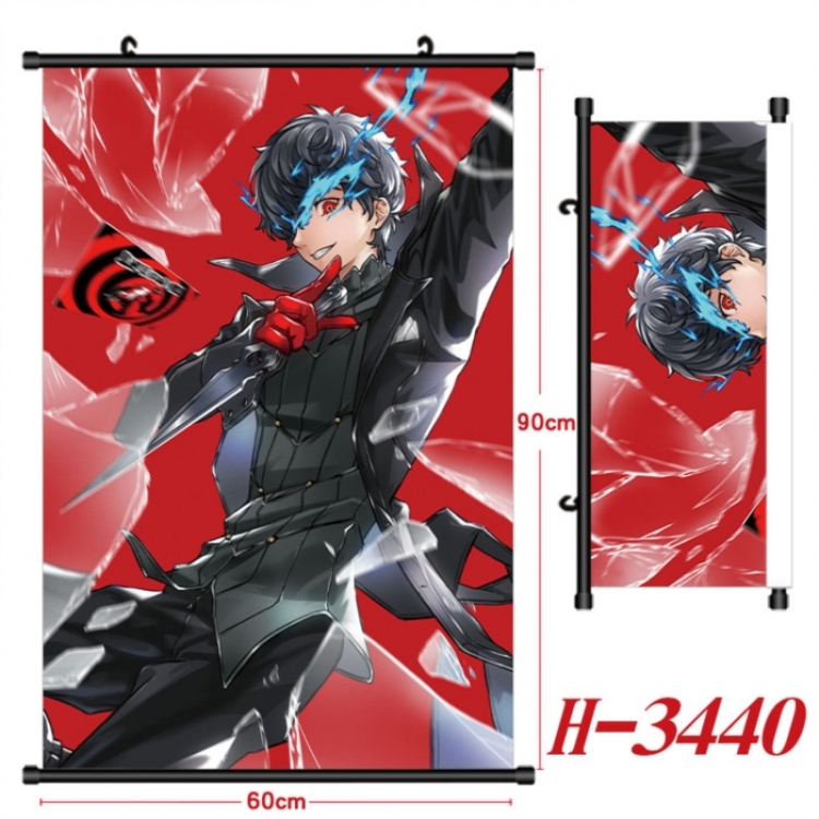 Megami Ibunroku Persona Anime Black Plastic Rod Canvas Painting Wall Scroll 60X90CM