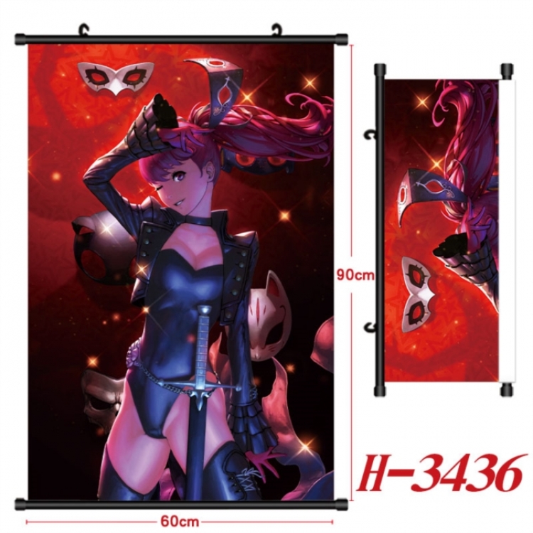 Megami Ibunroku Persona Anime Black Plastic Rod Canvas Painting Wall Scroll 60X90CM