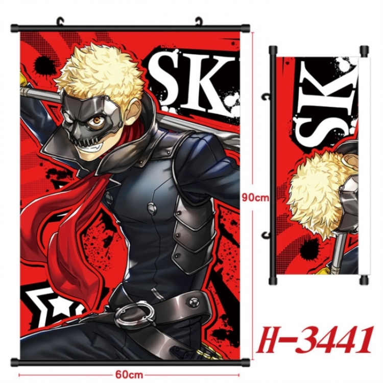 Megami Ibunroku Persona Anime Black Plastic Rod Canvas Painting Wall Scroll 60X90CM