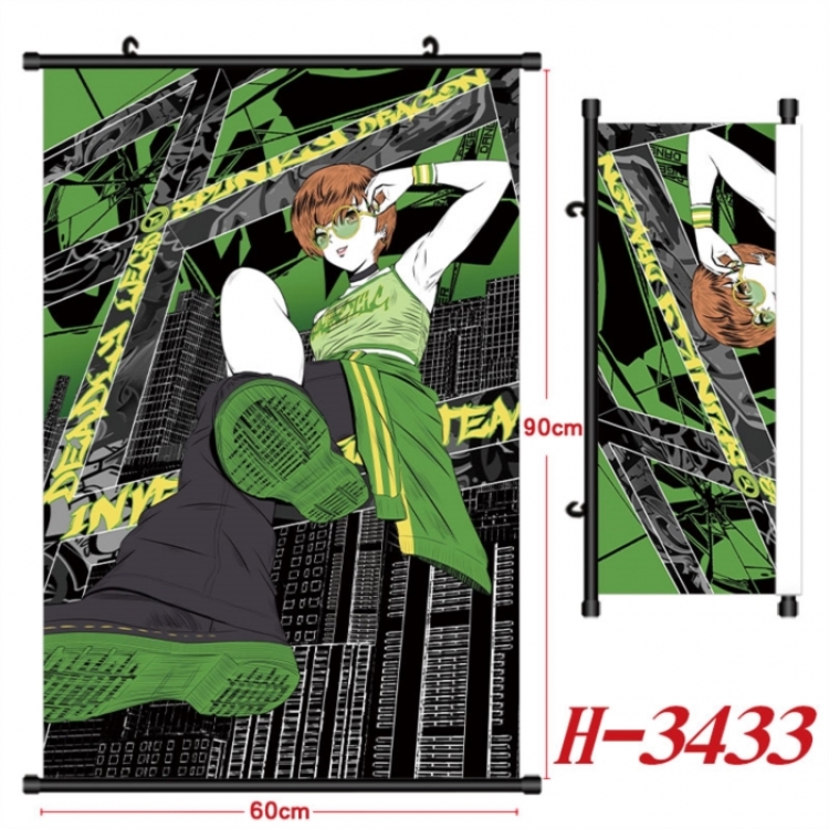 Megami Ibunroku Persona Anime Black Plastic Rod Canvas Painting Wall Scroll 60X90CM