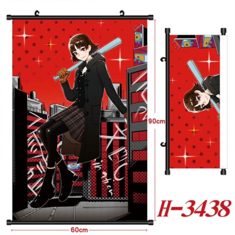 Megami Ibunroku Persona Anime Black Plastic Rod Canvas Painting Wall Scroll 60X90CM