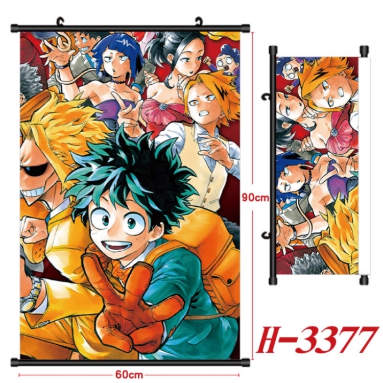 My Hero Academia Anime Black Plastic Rod Canvas Painting Wall Scroll 60X90CM