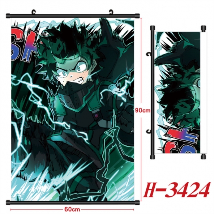 My Hero Academia Anime Black Plastic Rod Canvas Painting Wall Scroll 60X90CM