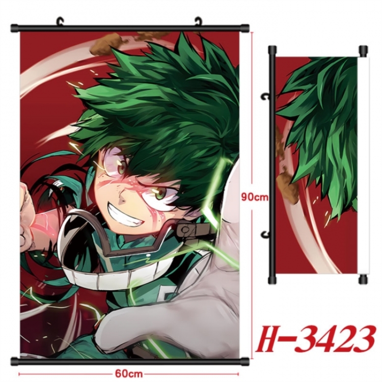 My Hero Academia Anime Black Plastic Rod Canvas Painting Wall Scroll 60X90CM