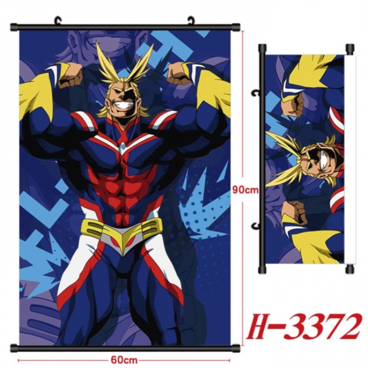 My Hero Academia Anime Black Plastic Rod Canvas Painting Wall Scroll 60X90CM