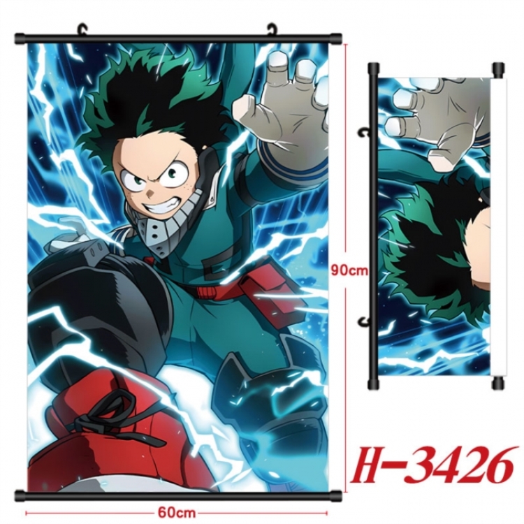 My Hero Academia Anime Black Plastic Rod Canvas Painting Wall Scroll 60X90CM
