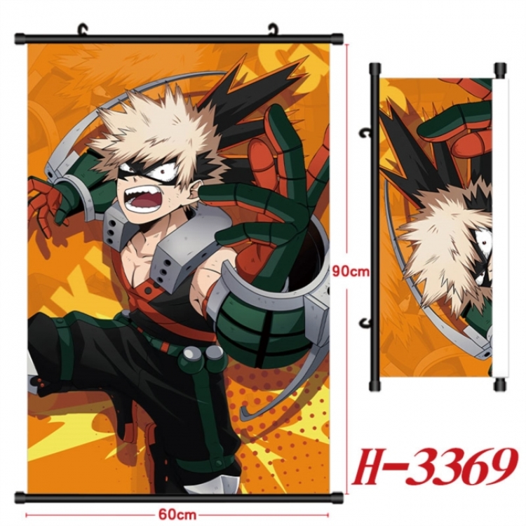 My Hero Academia Anime Black Plastic Rod Canvas Painting Wall Scroll 60X90CM