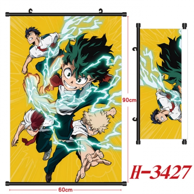 My Hero Academia Anime Black Plastic Rod Canvas Painting Wall Scroll 60X90CM