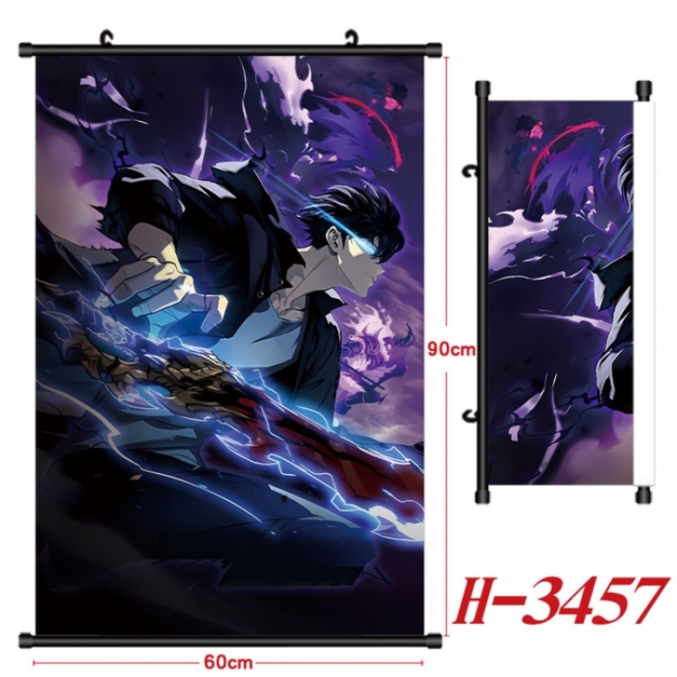 Solo Leveling:Arise Anime Black Plastic Rod Canvas Painting Wall Scroll 60X90CM
