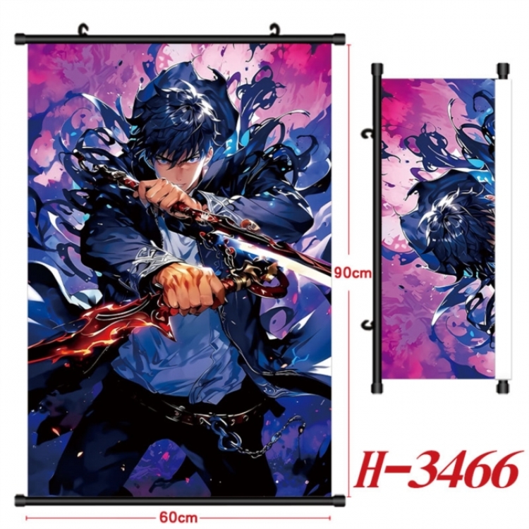 Solo Leveling:Arise Anime Black Plastic Rod Canvas Painting Wall Scroll 60X90CM