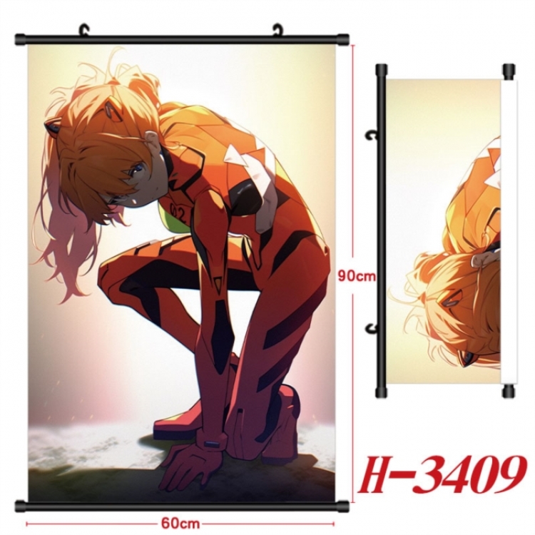 EVA Anime Black Plastic Rod Canvas Painting Wall Scroll 60X90CM