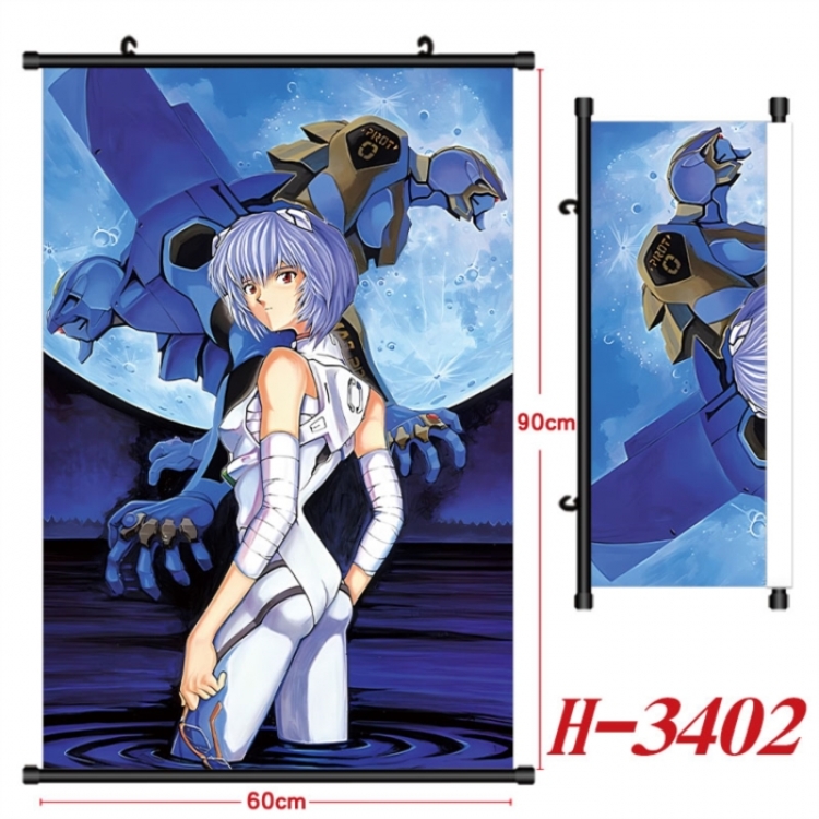 EVA Anime Black Plastic Rod Canvas Painting Wall Scroll 60X90CM