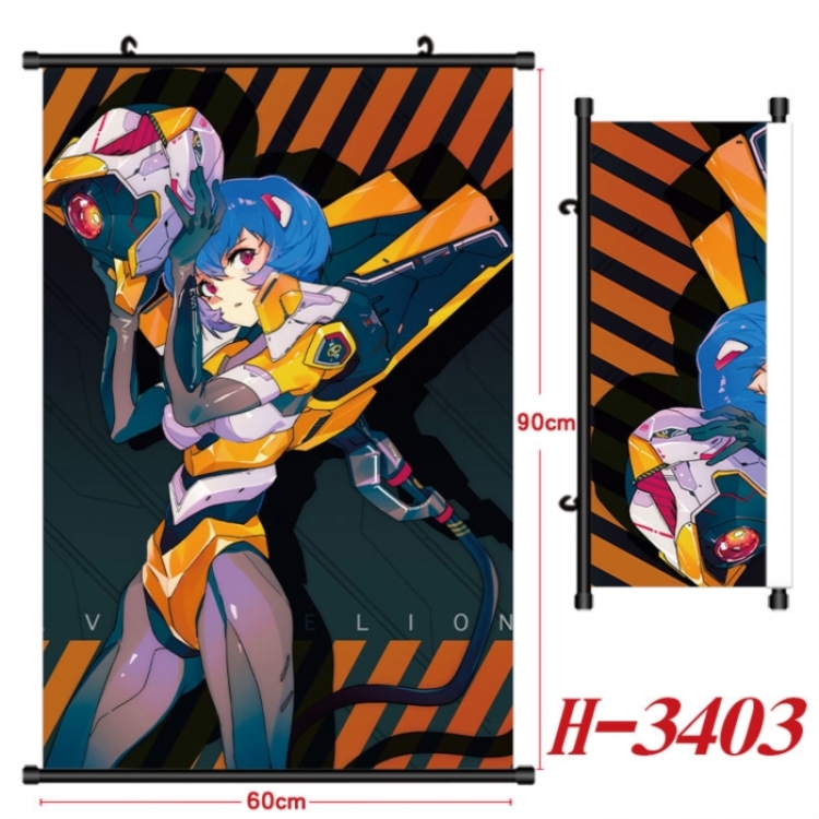EVA Anime Black Plastic Rod Canvas Painting Wall Scroll 60X90CM