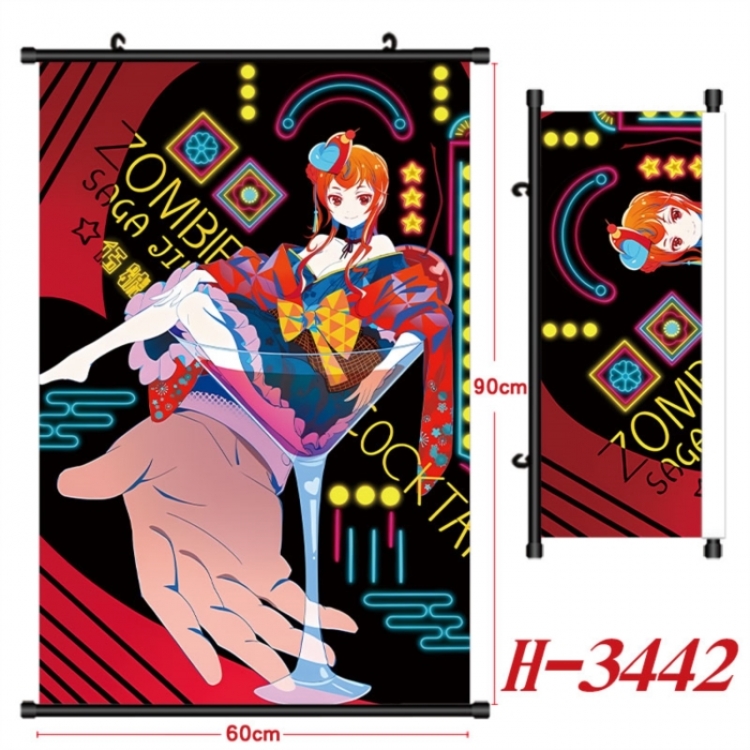 ZombieLandSaga Anime Black Plastic Rod Canvas Painting Wall Scroll 60X90CM H-3442