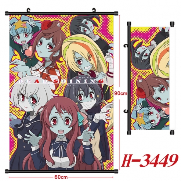ZombieLandSaga Anime Black Plastic Rod Canvas Painting Wall Scroll 60X90CM H-3449