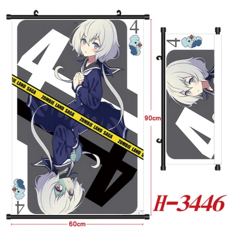ZombieLandSaga Anime Black Plastic Rod Canvas Painting Wall Scroll 60X90CM H-3446