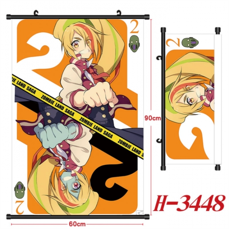 ZombieLandSaga Anime Black Plastic Rod Canvas Painting Wall Scroll 60X90CM H-3448