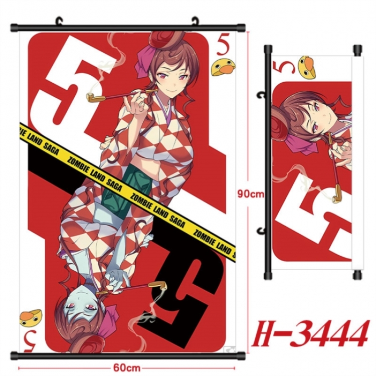 ZombieLandSaga Anime Black Plastic Rod Canvas Painting Wall Scroll 60X90CM H-3444
