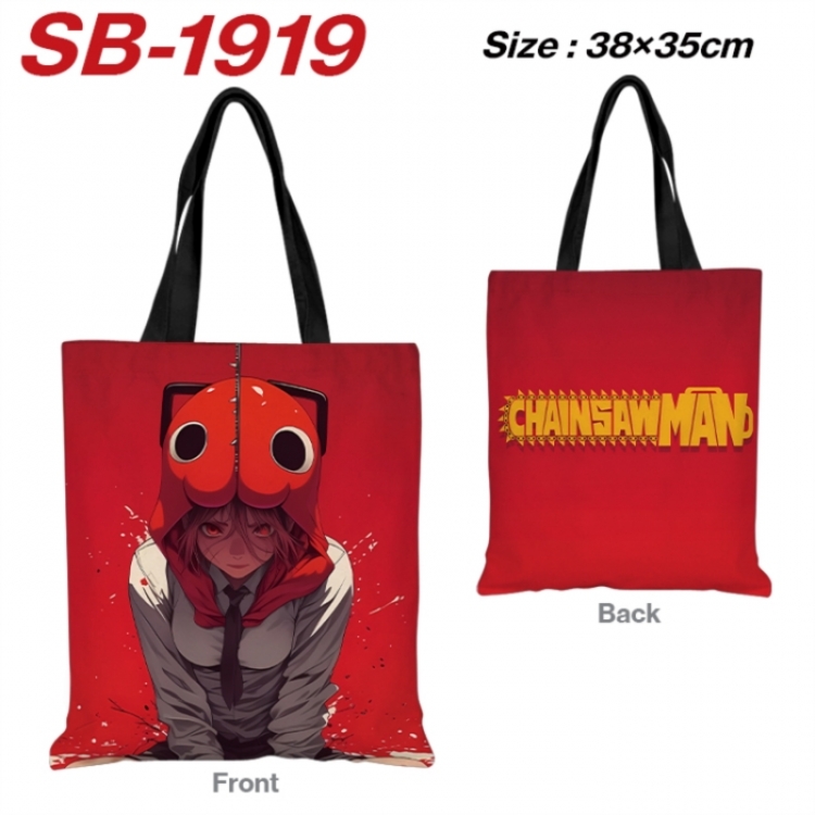 Chainsaw man Anime Canvas Handheld Shoulder Bag Handbag Shopping Bag 38X35CM SB-1919