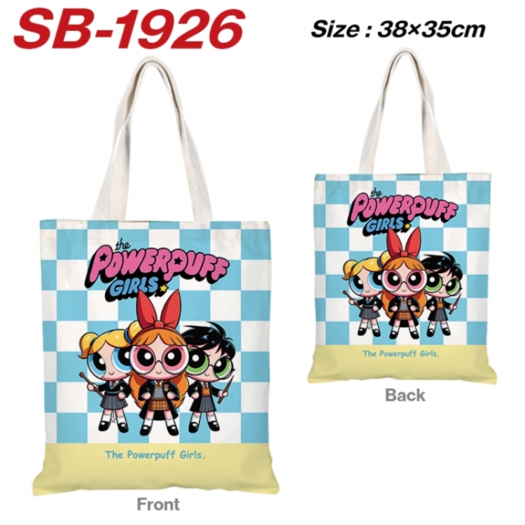 The Powerpuff Girls Anime Canvas Handheld Shoulder Bag Handbag Shopping Bag 38X35CM