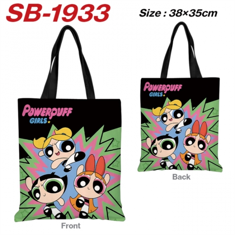 The Powerpuff Girls Anime Canvas Handheld Shoulder Bag Handbag Shopping Bag 38X35CM