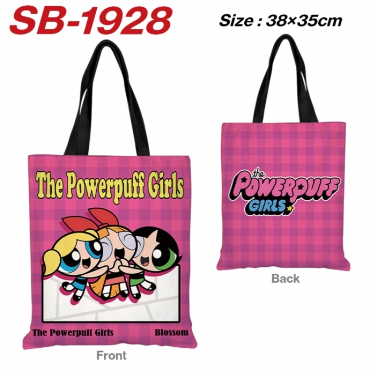 The Powerpuff Girls Anime Canvas Handheld Shoulder Bag Handbag Shopping Bag 38X35CM