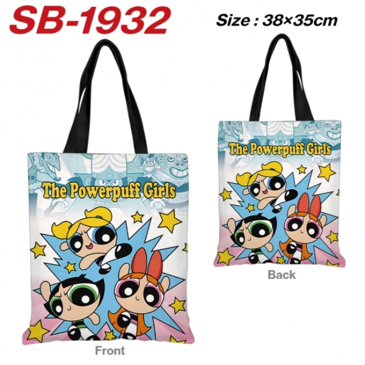 The Powerpuff Girls Anime Canvas Handheld Shoulder Bag Handbag Shopping Bag 38X35CM