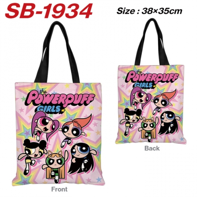 The Powerpuff Girls Anime Canvas Handheld Shoulder Bag Handbag Shopping Bag 38X35CM