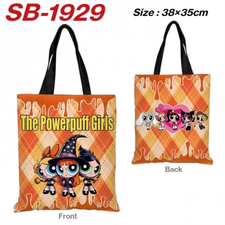 The Powerpuff Girls Anime Canvas Handheld Shoulder Bag Handbag Shopping Bag 38X35CM