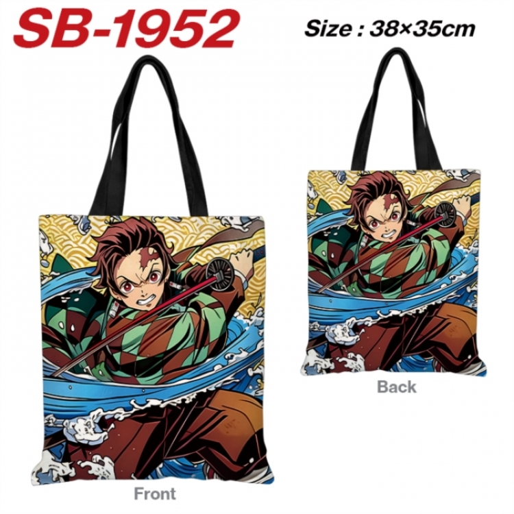 Demon Slayer Kimets Anime Canvas Handheld Shoulder Bag Handbag Shopping Bag 38X35CM