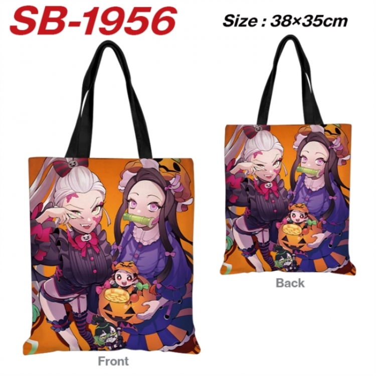 Demon Slayer Kimets Anime Canvas Handheld Shoulder Bag Handbag Shopping Bag 38X35CM