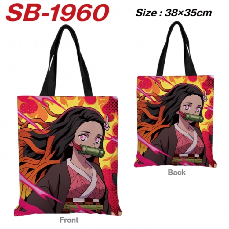 Demon Slayer Kimets Anime Canvas Handheld Shoulder Bag Handbag Shopping Bag 38X35CM
