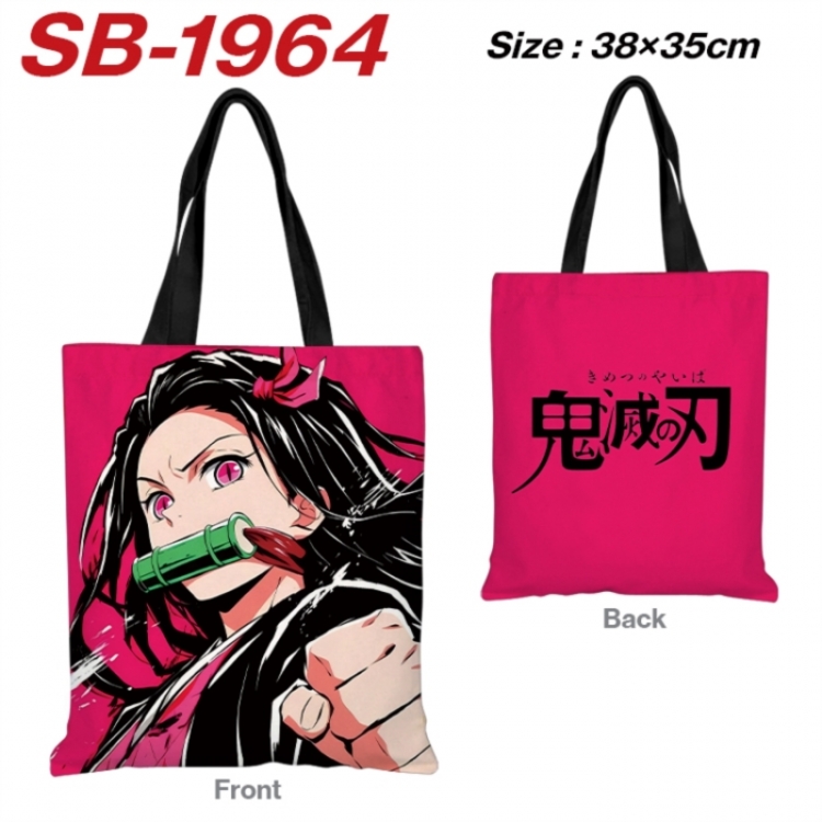 Demon Slayer Kimets Anime Canvas Handheld Shoulder Bag Handbag Shopping Bag 38X35CM