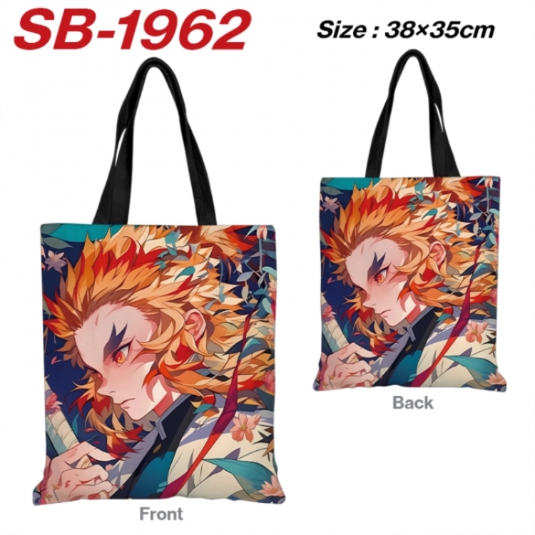 Demon Slayer Kimets Anime Canvas Handheld Shoulder Bag Handbag Shopping Bag 38X35CM